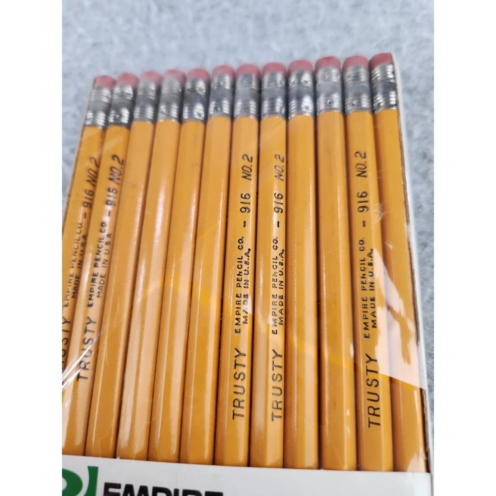 12 Pack Vintage Empire TRUSTY 916 No. 2 Yellow Wood Pencils  Made in USA ~ New